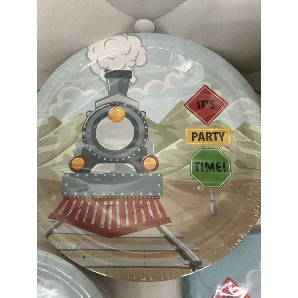Hudson Train Party Supply Kit for 24 Guests w/ Plates, Cups & Napkins